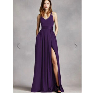 White by  Vera Wang VW360214 -Neck Halter Gown with Slit SZ 2 NWT